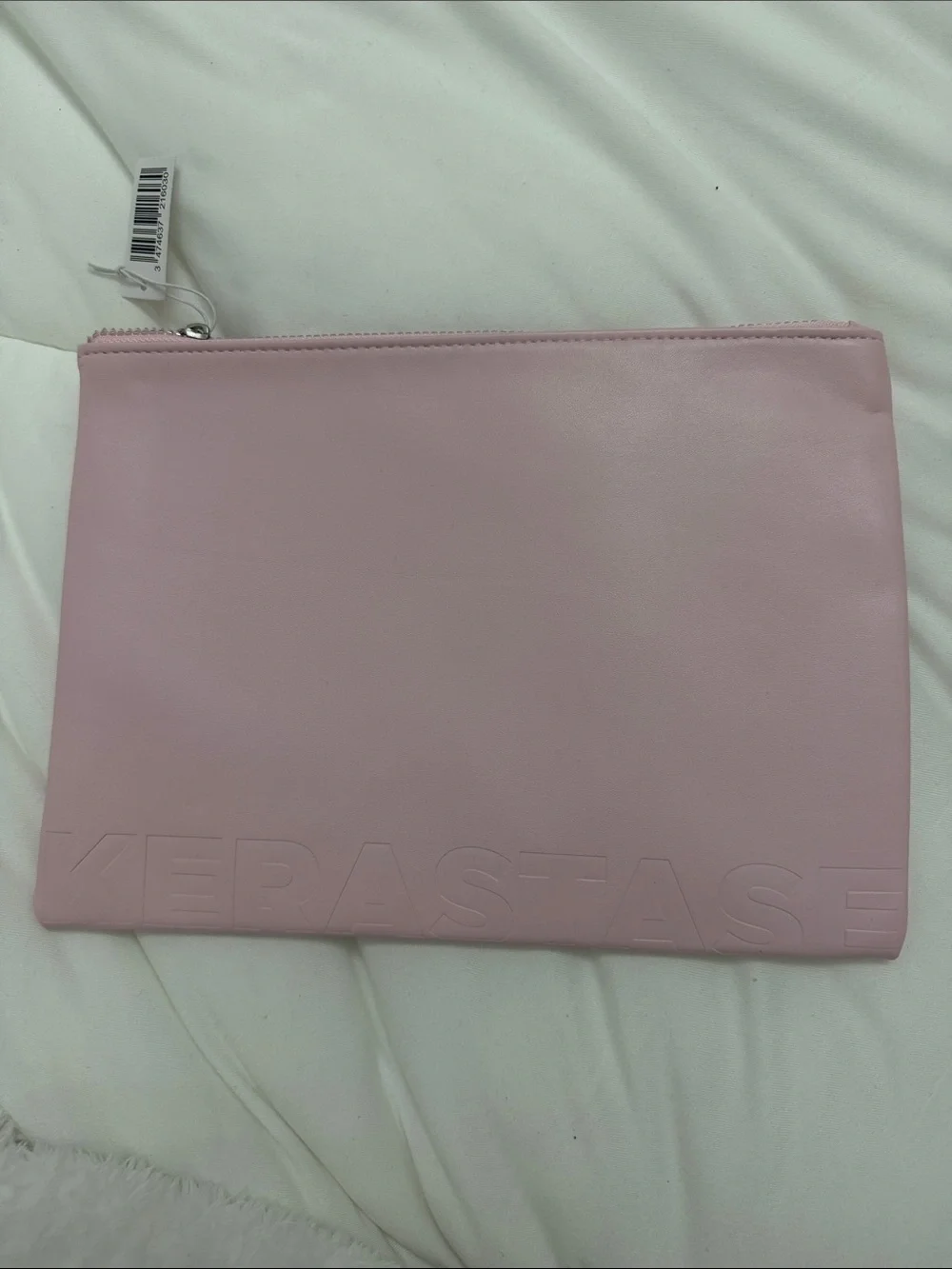 Kerastase Light Pink Embossed Zip Cosmetic Pouch